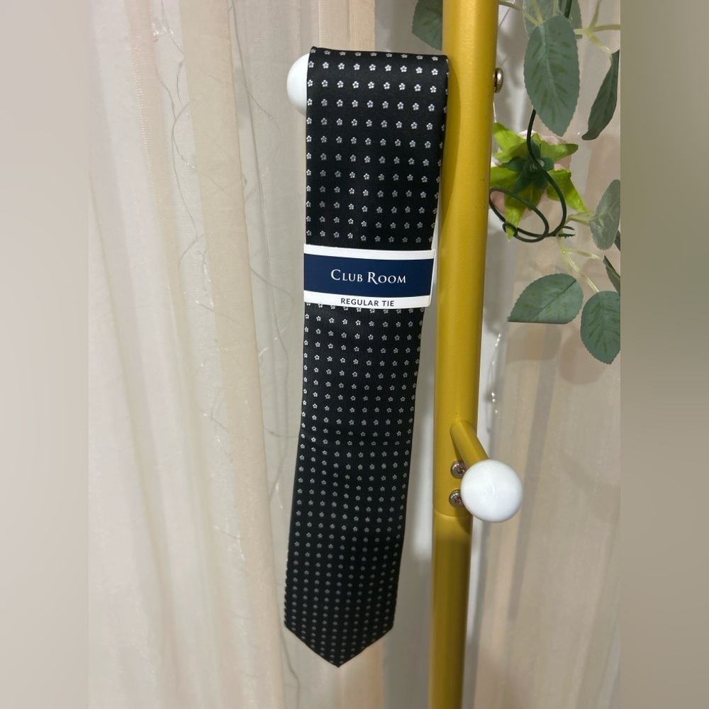 Club Room Black Pattern Tie NWT Macy’s Designer Mens Regular Tie
